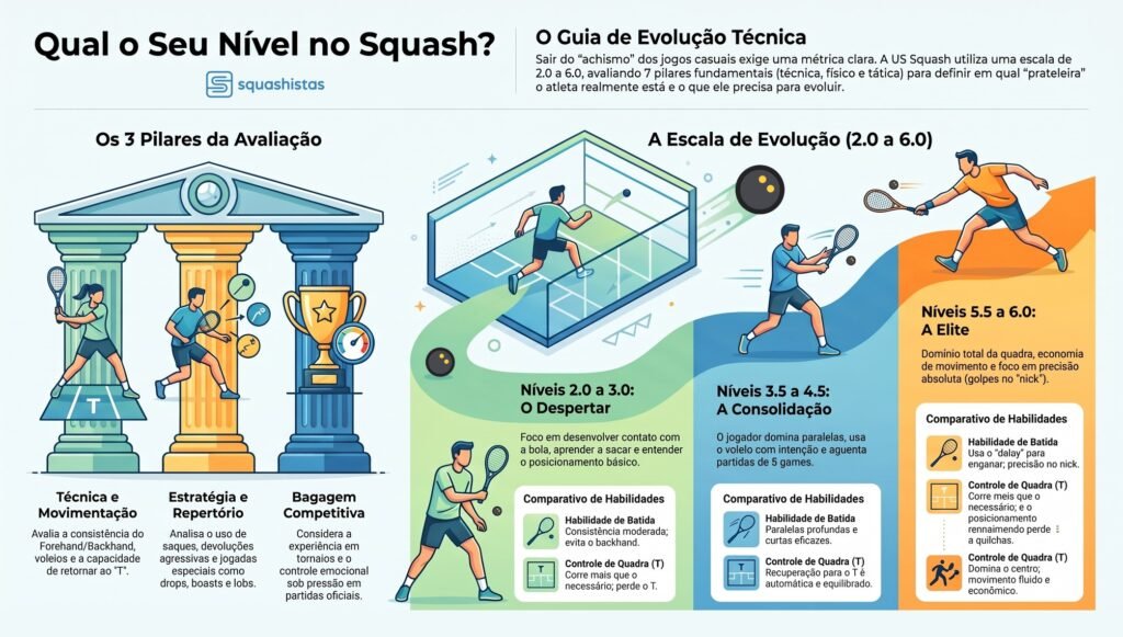 nivel de jogo no squash squashistas