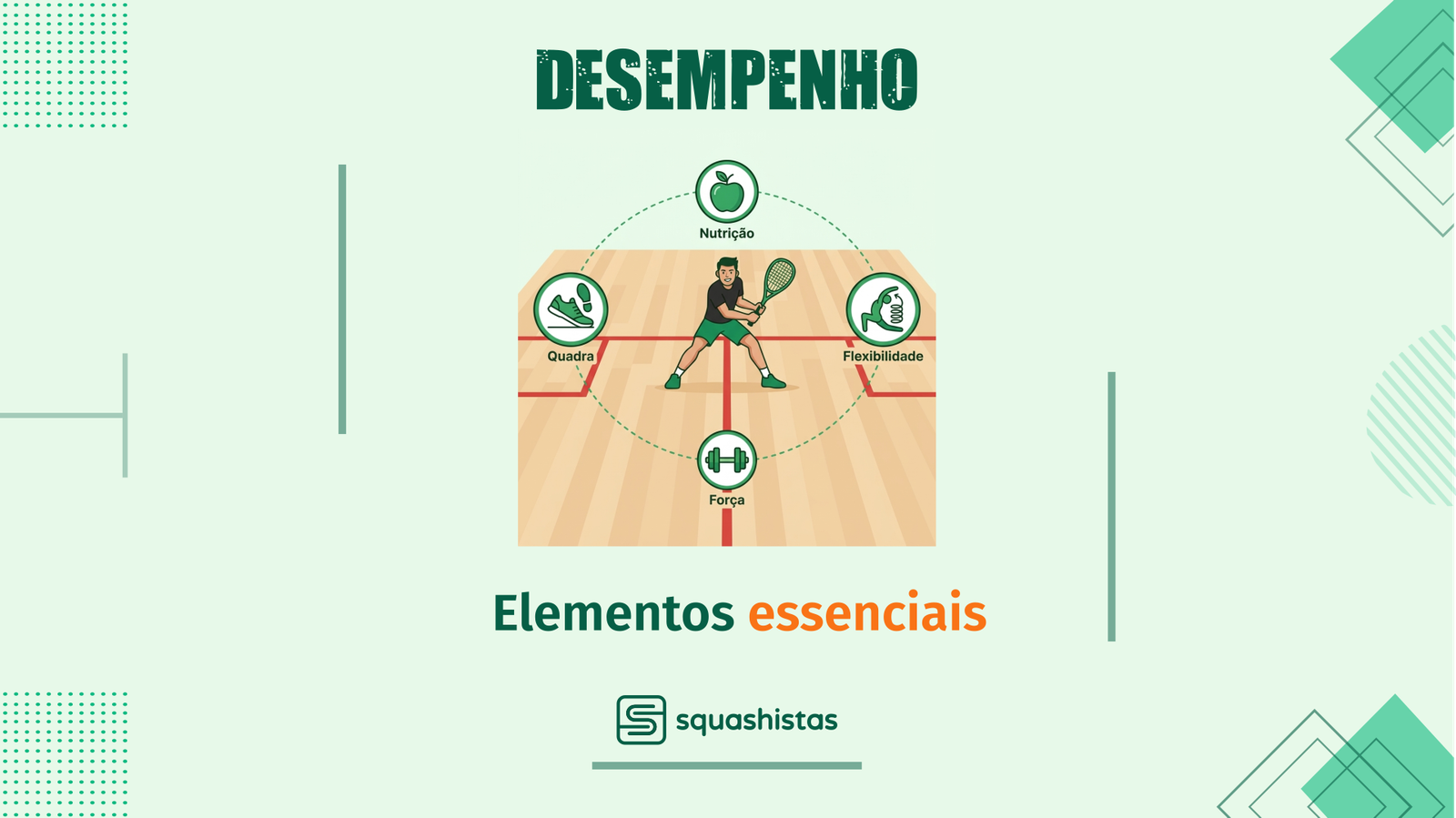 Alimentação, fortalecimento muscular e condicionamento físico no squash